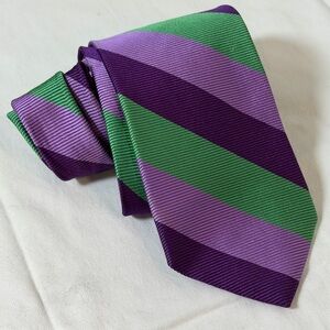 Brooks Brothers 100% Silk Bold Purple and Green Striped Tie